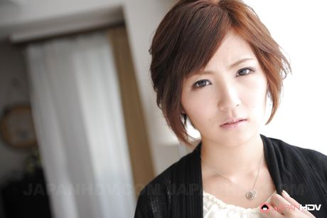 Hot japanese brunette Kaede Oshiro in strange fetish gallery in kitchen